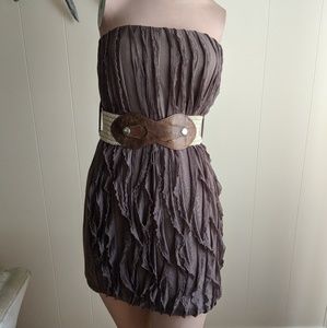 Belted Sleeveless mini dress.